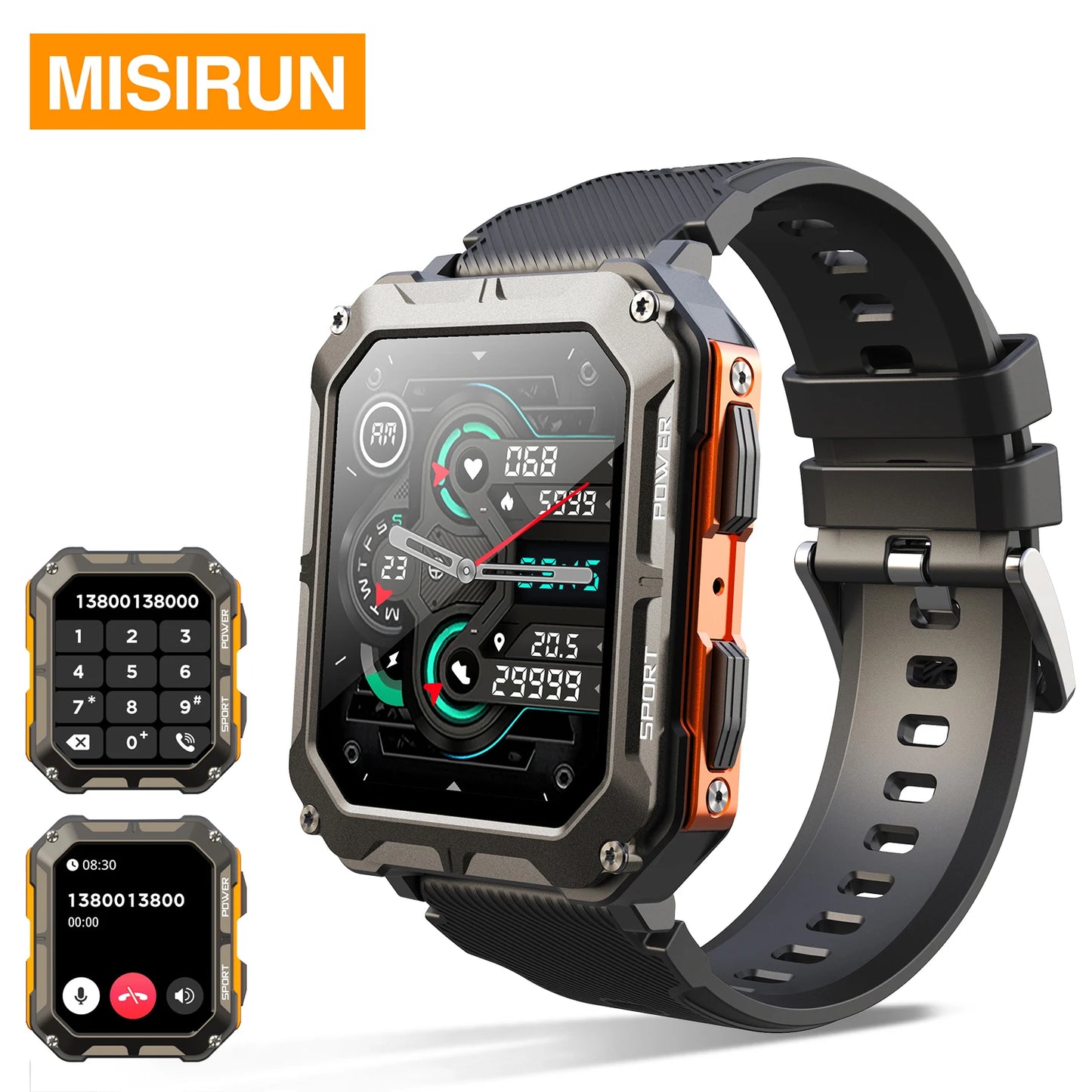 Rgthuhu Military Smart Watch pour Homme | Appel Bluetooth | Surveillance de la santé | Sports de plein air Fitness Tracker | 10 ATM étanche | 120+ Modes sportifs | 1.9'' HD écran LCD | Message Alert | 380 mAh Batterie